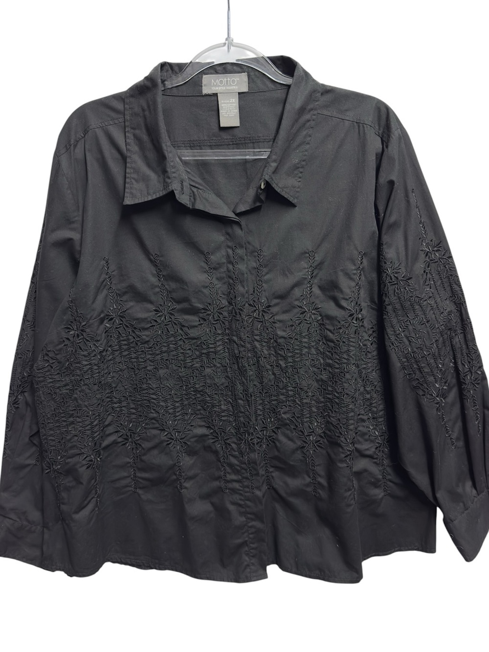 Pure Cotton Knit Chambray Embroidered Floral Vines Oxford Poplin Shirt